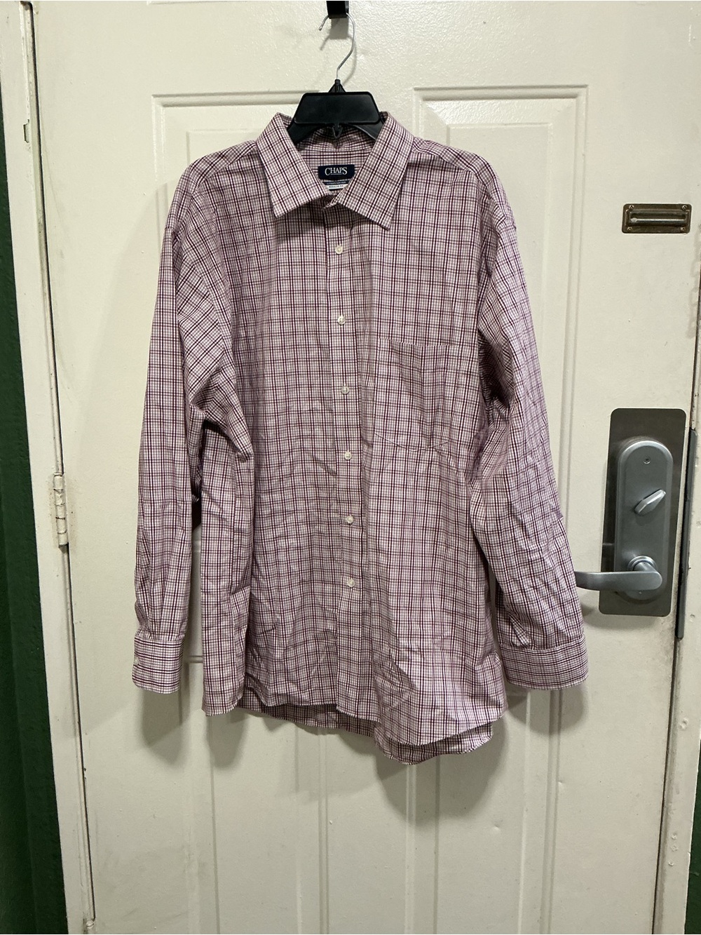 Chaps Men's Red and White Plaid Button-Down Shirt